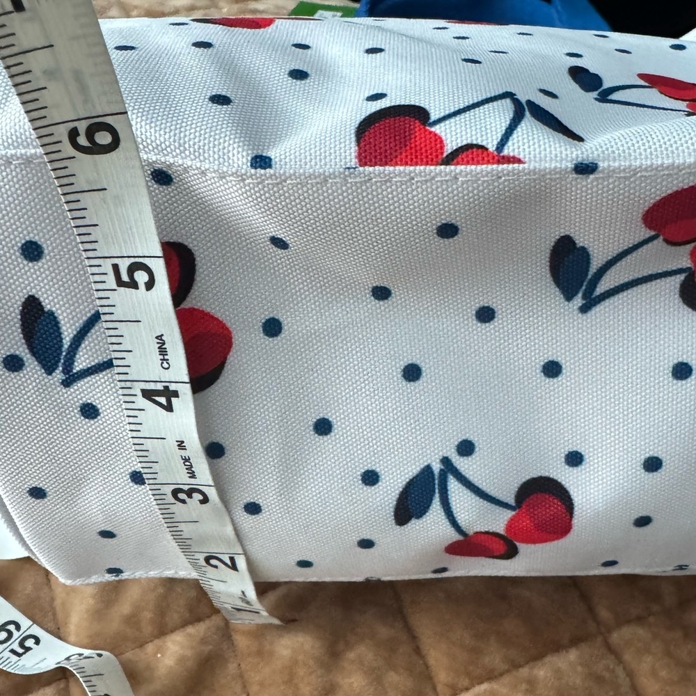 Kate Spade White and Blue Tote Bag with Cherry Print-insulated/mesh pocket too🍒 - Picture 8 of 12